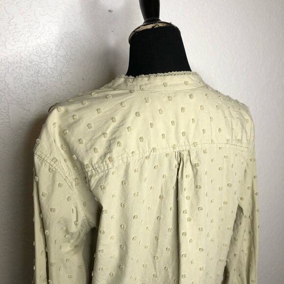 Zara sage green khaki tan swiss dot button down top size Medium cottagecore - Picture 11 of 16